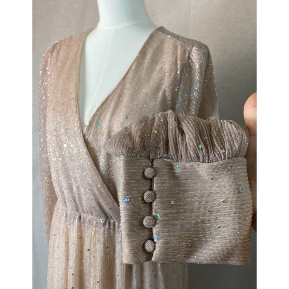 Baltic Born Womens Sequin Maxi Dress Size XXXL Abigail Champagne Gown Holidays - Picture 5 of 13